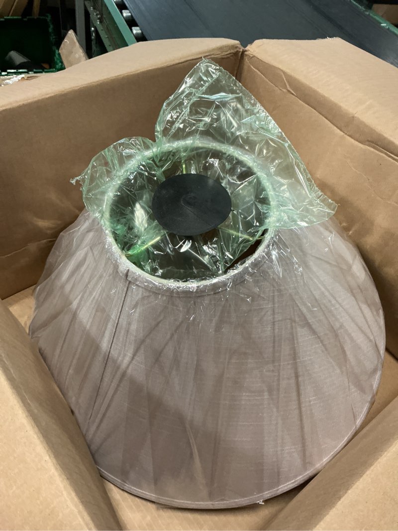 Condition photo showing Good Condition for aspen creative transitional hardback empire shaped spider construction lamp shade, 18" wide (7" x 18" x 12 1/2"), off white