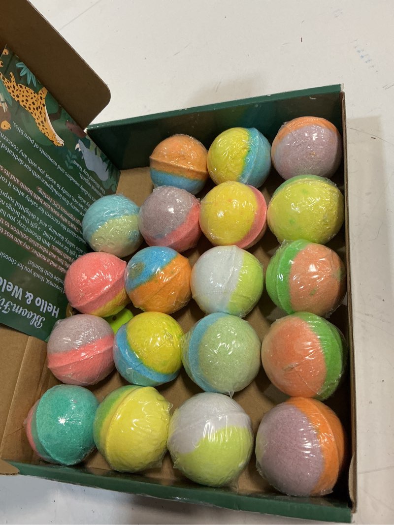 Condition photo showing Good Condition for (incomplete )40 kids bath bombs with surprise inside, easter basket stuffers for kids, ocean & jungle animal toys gift set with natural child-safe ingredients, travel-friendly bath bombs for boys and girls