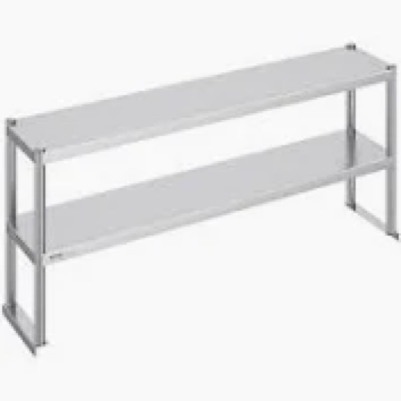 VEVOR Stainless Steel Overshelf, 12 x 60 Inch Double Deck Height Adjustable Prep Work Table for Kitc