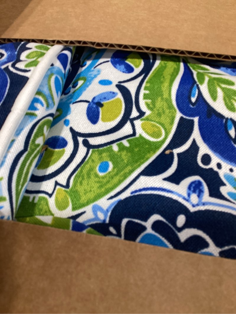 Condition photo showing As Is for magpie fabrics outdoor/indoor 17"x16"x2" chair cushions with ties set of 2, waterproof all weather u-shape seat pads decoration for patio garden furniture home office (paisley lapis green) a paisley lapis green set of 2