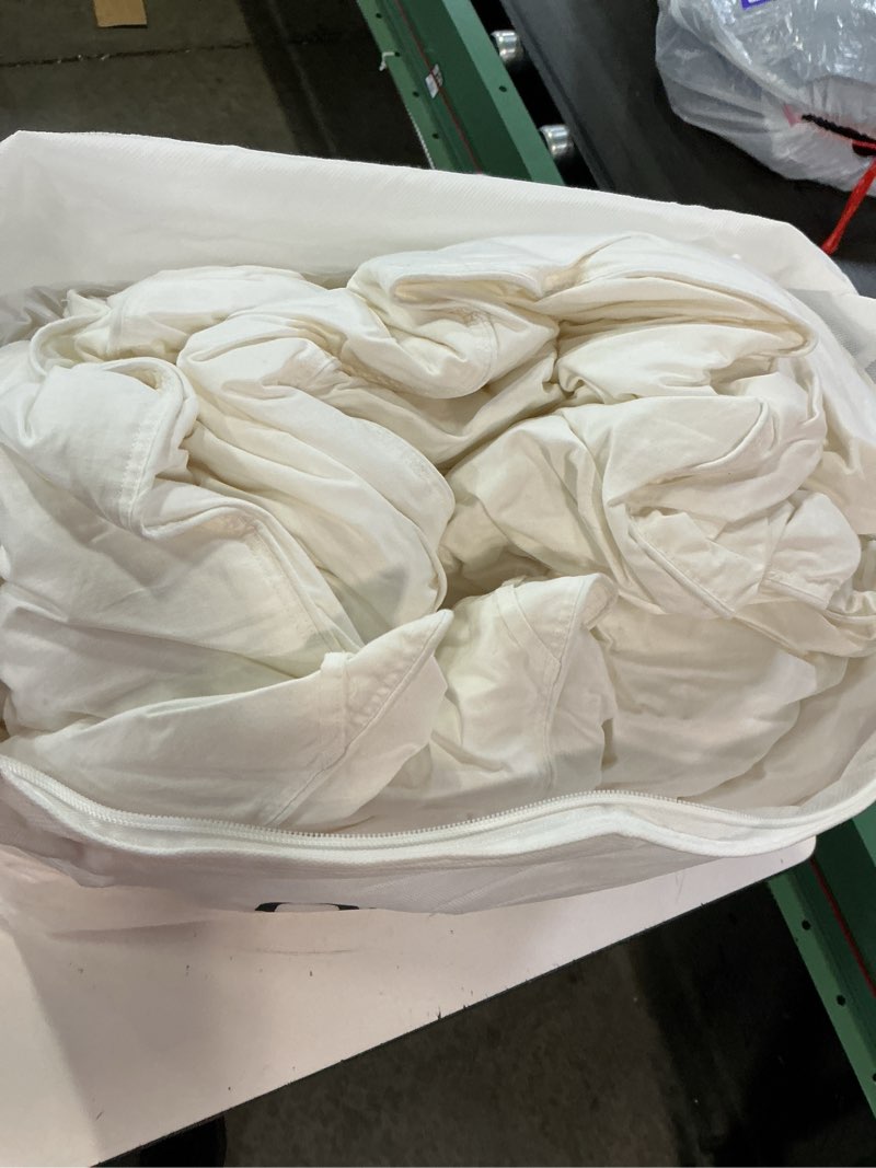Condition photo showing As Is for all-season premium down alternative comforter, king/cal king, white