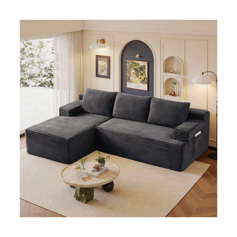 (Incomplete)96\" Sectional Couches For Living Room Modern Modular L-Shape Cloud Sofa Compression-Boneless Deep Seat Couch With Chaise