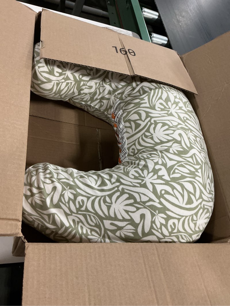 Condition photo showing Good Condition for Boppy Nursing Pillow - Ergonomic Bottle & Breastfeeding Pillow, Higher, Firmer & Larger, Water-Repellent with Washable Organic Cotton Cover, Baby Safety Alliance Verified - Green Cut Out Leaves New Nursing Pillow Organic - Green Cut Out Leaves