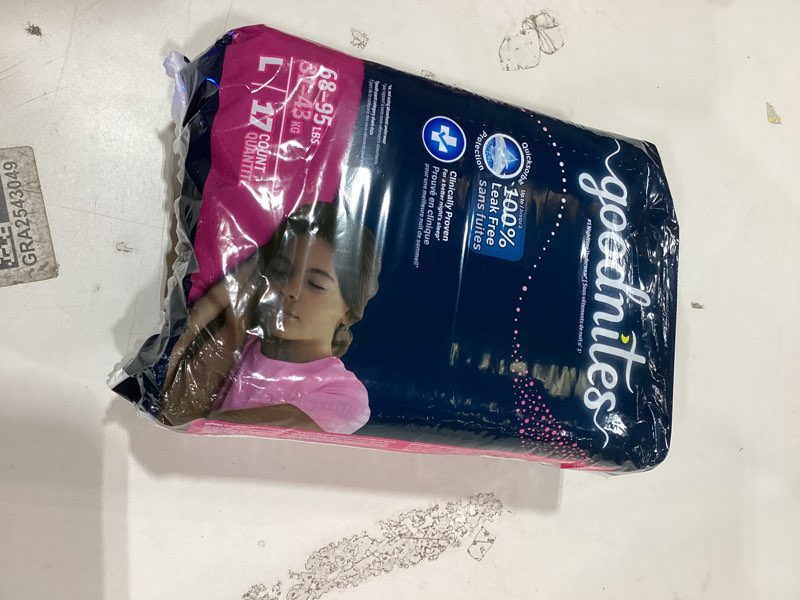 Condition photo showing As Is for Goodnites nightime underwear womens