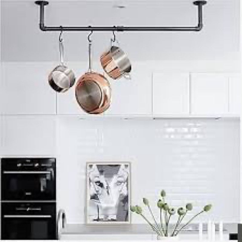 fobule 48” wall mounted clothes rack, industrial pipe black iron garment bar, heavy-duty detachable 