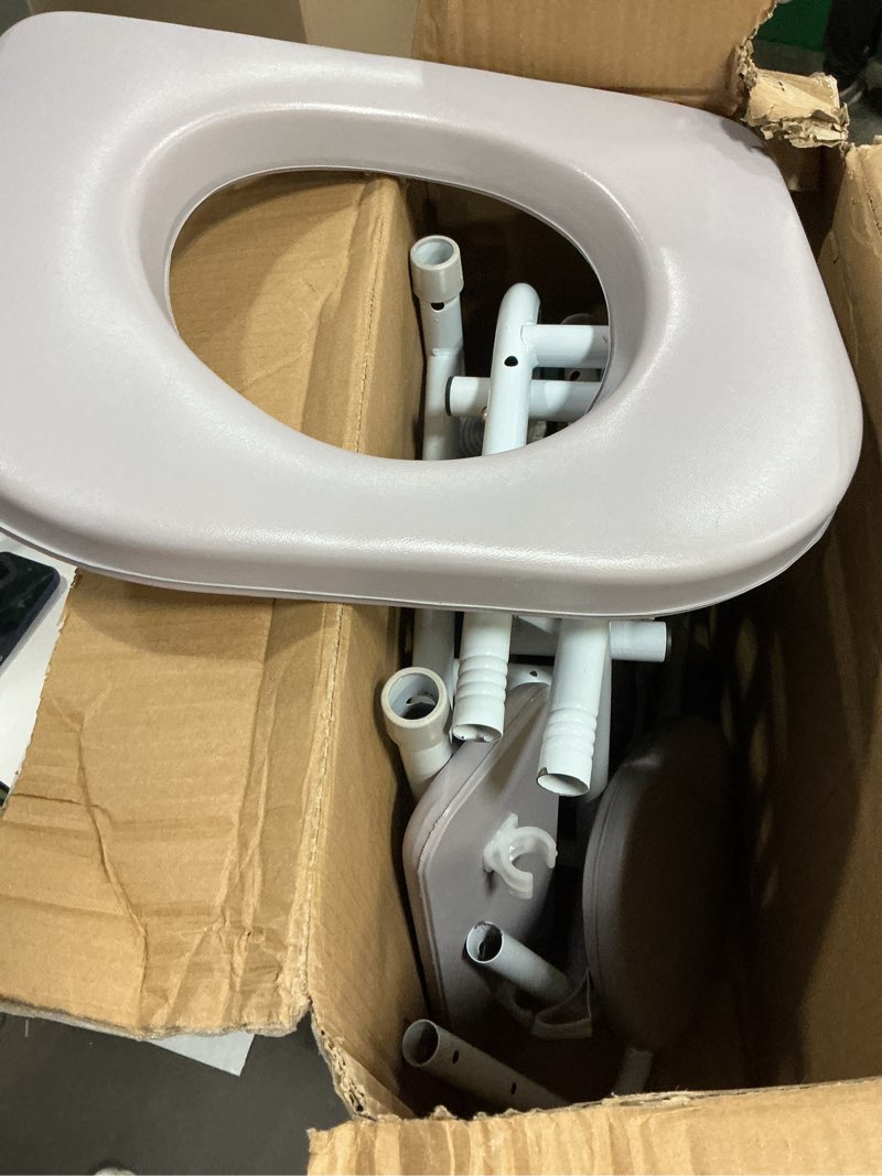 Condition photo showing Good Condition for Extra-Wide 3-in-1 Adjustable Toilet Seat Riser with Premium Padded Seat & Support Rails – Ultra-Stable Elevated Commode and Shower Chair for Seniors & Elderly – Heavy-Duty 350lb Safety Frame Q-R103-1