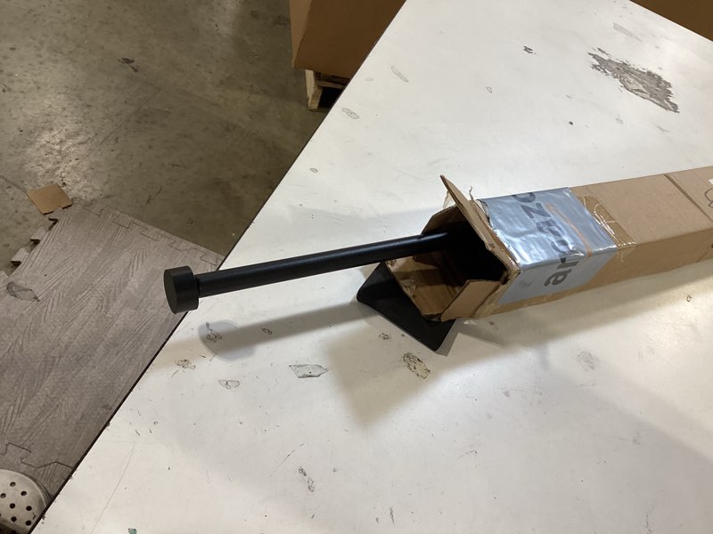 Condition photo showing Good Condition for matte black double curtain rods 36 to 72 inches (3-6 feet),1-inches front and 5/8 inches back adjustable end cap double window drapery rod for drapes and curtains 36-72" matte black