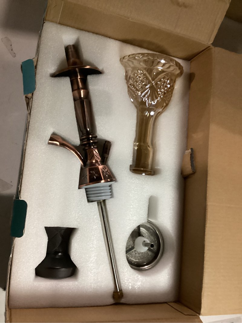 Condition photo showing Good Condition for Hookah Set 25" Egyptian Style Hookah Complete Set with Everything, Shisha Accessories Includes Glass Vase, Clay Bowl, Leather Hookah Hose, Antique Bronze