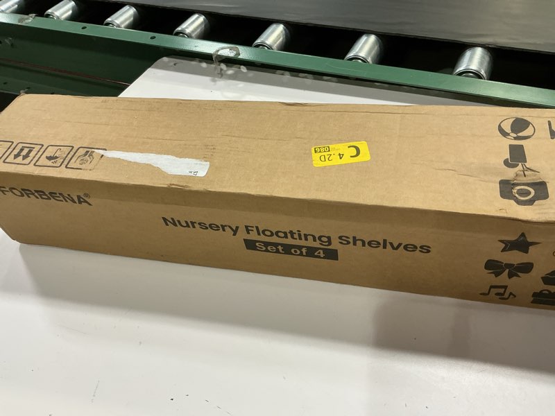 Condition photo showing New/Like New for Forbena Wall Book Shelf Organizer for Kids Room Set of 4, Large Floating Book Shelves for Boy Nursery Wall Deocr, 24 Inches Wall Mount Bookshelf for Toddler Child Teen Boys Bedroom (Navy Blue) 23.6 Inch 4. Navy Blue