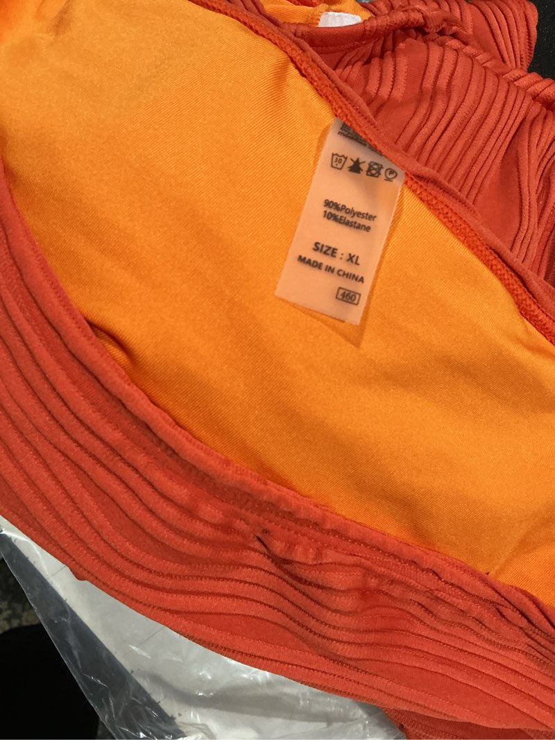 Condition photo showing Good Condition for herseas 2 piece bikini set u-wire cutout popular swimsuit high waisted textured 2026 summer beach swim bathing suits x-large orange