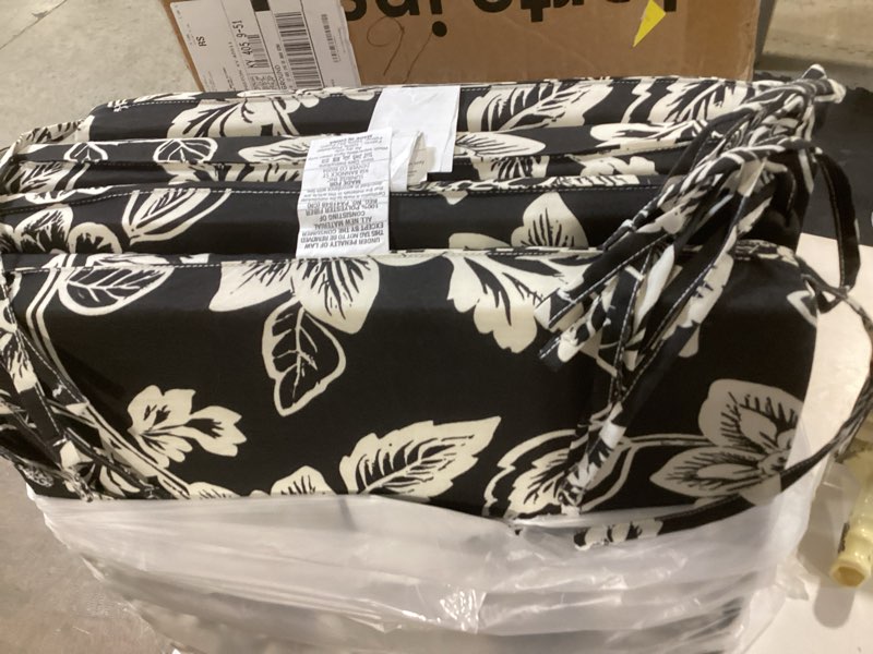 Condition photo showing Good Condition for lvtxiii outdoor seat cushions set of 4 square corner chair cushions with ties, patio chair pads for home office and patio garden furniture decoration 19"x19"x2", elegant vines black 19"x19"x2" ( set of 4 ) elegant vines black