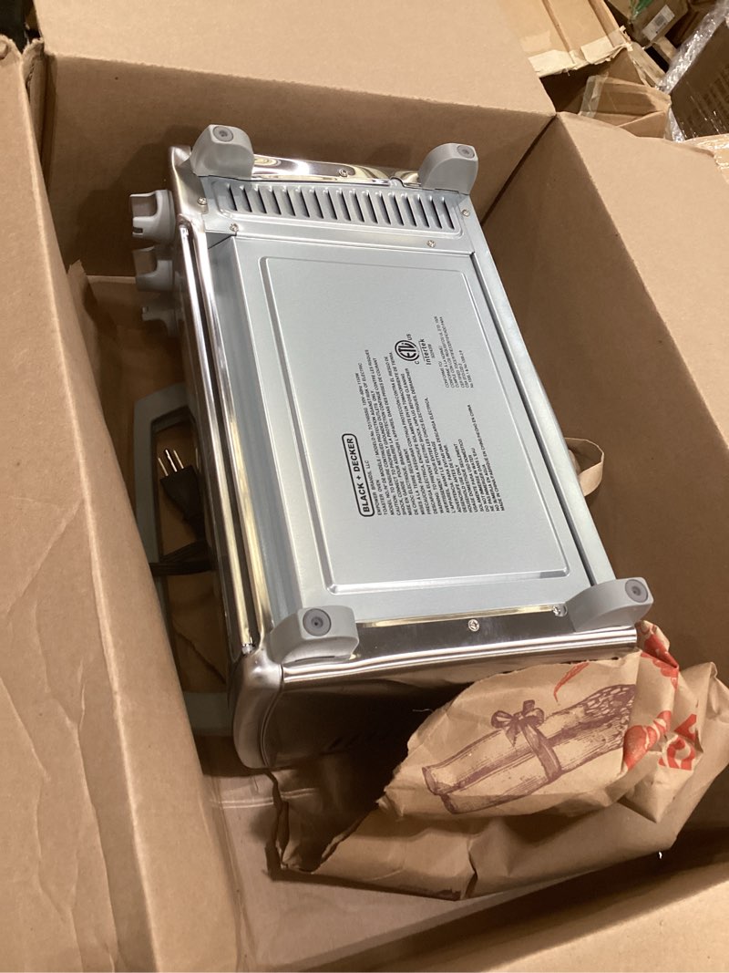 Condition photo showing As Is for black+decker 4-slice toaster oven with natural convection, stainless steel, to1760ss (to1760sst-1)