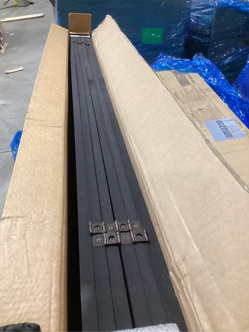 Condition photo showing Good Condition for ECOMEX 6 Panel Wood Room Divider, Folding Room Divider Privacy Screen 5.6Ft Tall, Freestanding Louvered Divider Screen for Home Office Restaurant Bedroom(Black) Black 6 Panel