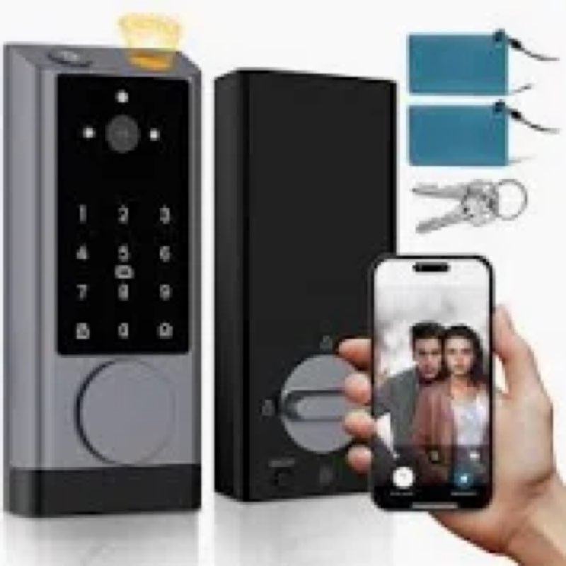 6-in-1 Video Smart Lock with Camera & Doorbell - Fingerprint, Auto Lock, Wi-Fi, IP65 for Front Door