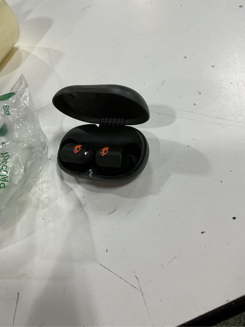 Condition photo showing As Is for skullcandy sesh anc active wireless earbuds, bluetooth headphones, noise cancelling, customizable sound, 48 hrs battery, stable fit, sweat and waterproof, microphone for iphone android - black/orange true black/orange - sesh anc active