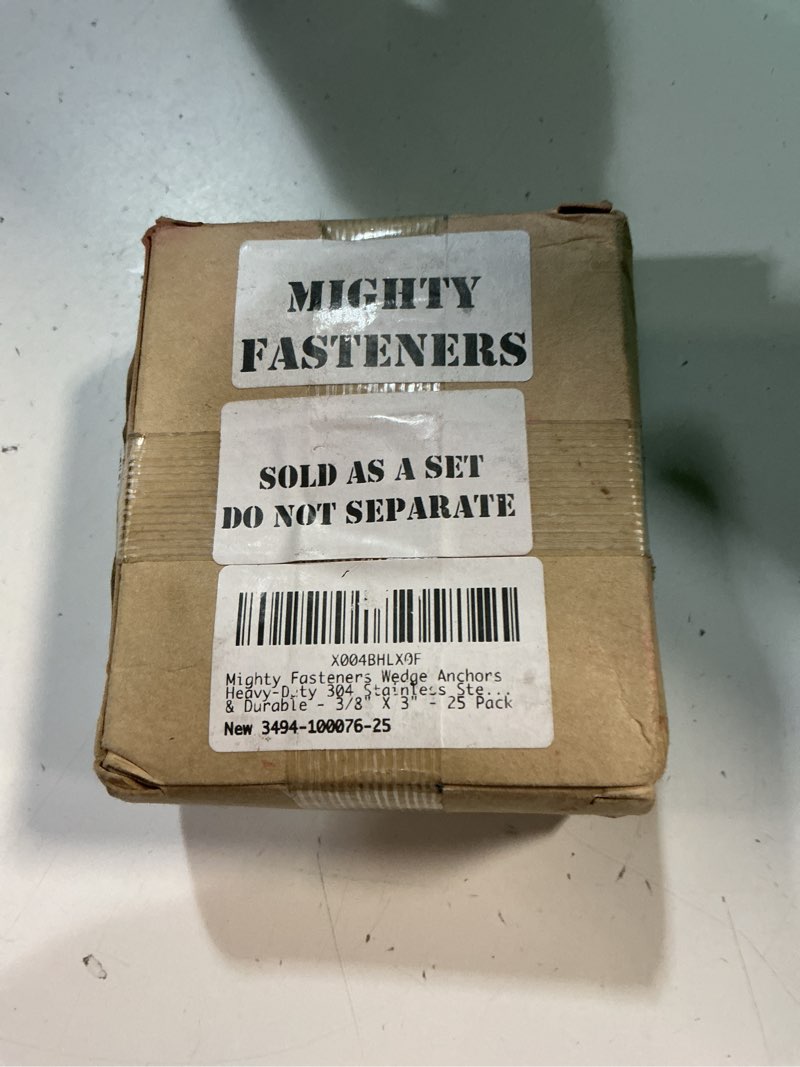 Condition photo showing New/Like New for mighty fasteners wedge anchors – heavy-duty 304 stainless steel expansion bolts for concrete & masonry, rust-resistant & durable - 3/8" x 3" - 25 pack 3/8" x 3" 25