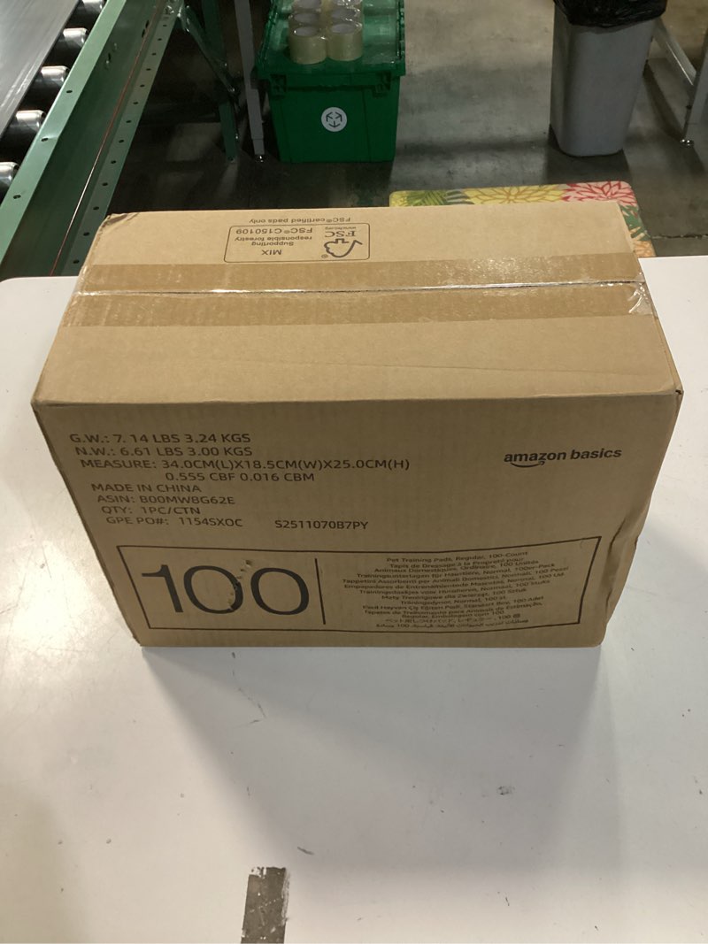 Condition photo showing New/Like New for Amazon Basics Dog and Puppy Pee Pads, 5-Layer Leak-Proof Super Absorbent, Quick-Dry Surface, Potty Training, Regular (22x22"), 100 Count, Blue & White Regular (100 Count)