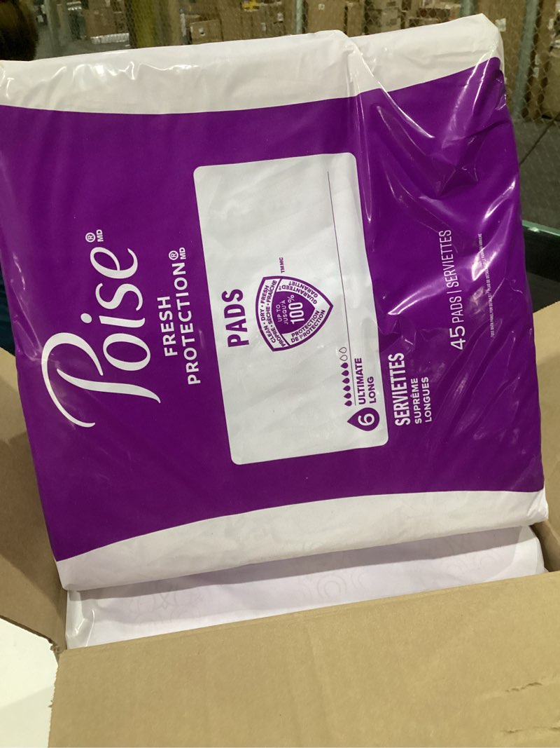 Condition photo showing Good Condition for poise incontinence & postpartum pads for bladder leaks, 6 drop ultimate absorbency, long length, 90 count, packaging may vary