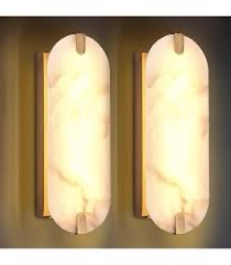 Doraimy Lighting 2 Pack 4 Light Square 20.75" Alabaster Marble Bathroom Wall Sconce Modern Concise S
