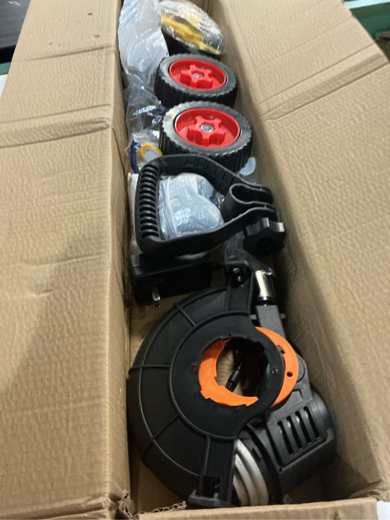 Condition photo showing Good Condition for electric weed wacker cordless with wheels,21v lightweight electric weed eater battery powered,4 in 1 grass trimmer/brush cutter/lawn edger/lawn mower,no string trimmer battery operated for garden yard black