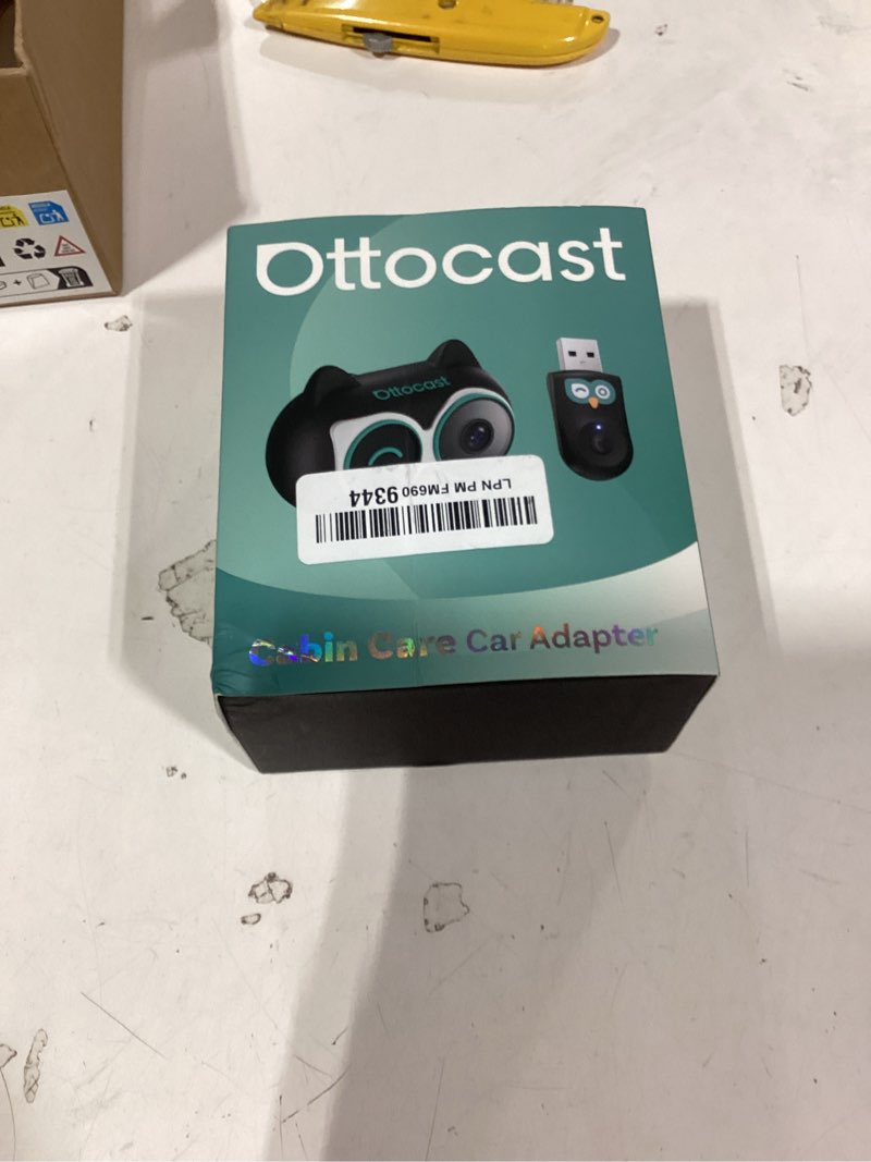 Condition photo showing New/Like New for ottocast cabin care baby car camera with wireless carplay adapter, 1080p hd baby monitor with ir night vision, 150° wide angle, real-time rear seat view on car screen, easy install