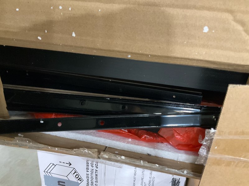 Condition photo showing As Is for tribesigns computer desk with 5 drawers, 47 inches rustic brown home office desk with storage, modern simple laptop desk study writing table for small spaces (1, black) 1 black