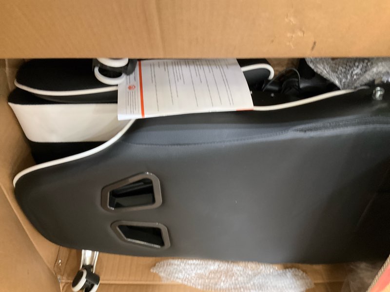 Condition photo showing As Is for gtplayer gaming chair, computer chair with footrest and lumbar support, height adjustable game chair with 360°-swivel seat and headrest and for office or gaming (pearl white) pearl white faux leather