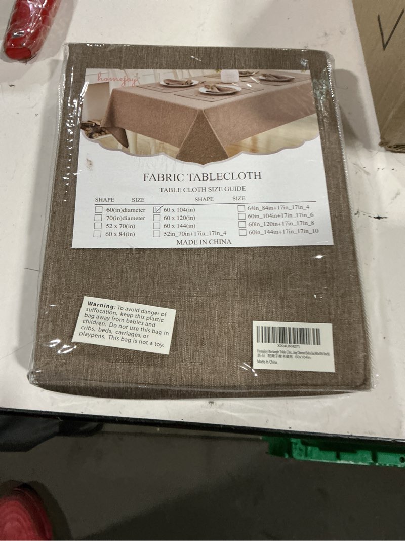 Condition photo showing New/Like New for rectangle table cloth linen farmhouse stainproof waterproof washable polyester oblong rectangular fabric table cover for kitchen dining dinner(mocha/60x104 inch) 104" x 60" (rectangular) mocha