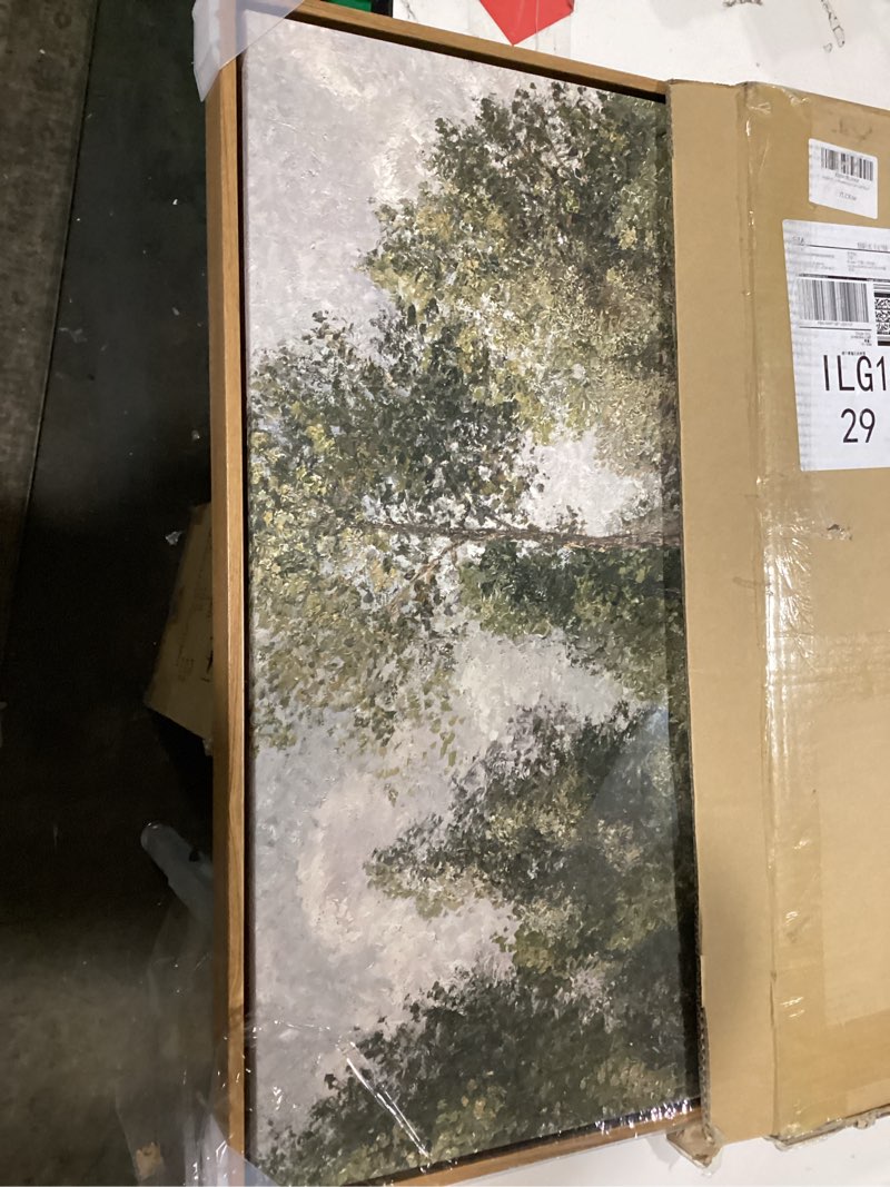 Condition photo showing Good Condition for InSimSea Square Framed Canvas Wall Art, Farmhouse Poplars Natural Landscape Wall Art Prints, Classical Oil Painting Home Decor for Bedroom Living Room Office 10"x10" Poplars 10"L x 10"W