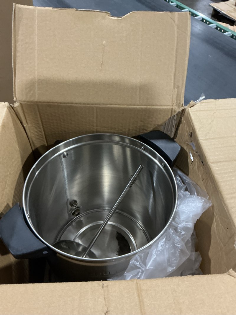 Condition photo showing As Is for SYBO SR-CP-50B Commercial Grade Stainless Steel Percolate Coffee Maker Hot Water Urn for Catering, 50-Cup 8 L, Metallic 8L Metallic