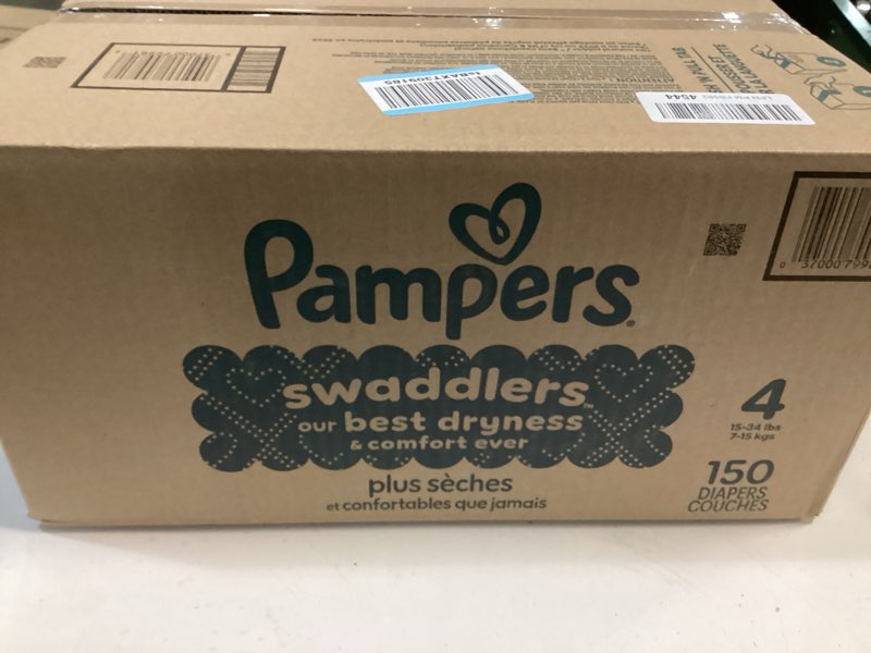 Condition photo showing New/Like New for Pampers Swaddlers Diapers, Size 4 (15-34 lbs), 150 Count, Absorbent, Keeps Baby Dry and Comfortable, Skin Safe Disposable Baby Diaper (Packaging May Vary) Size 4 150