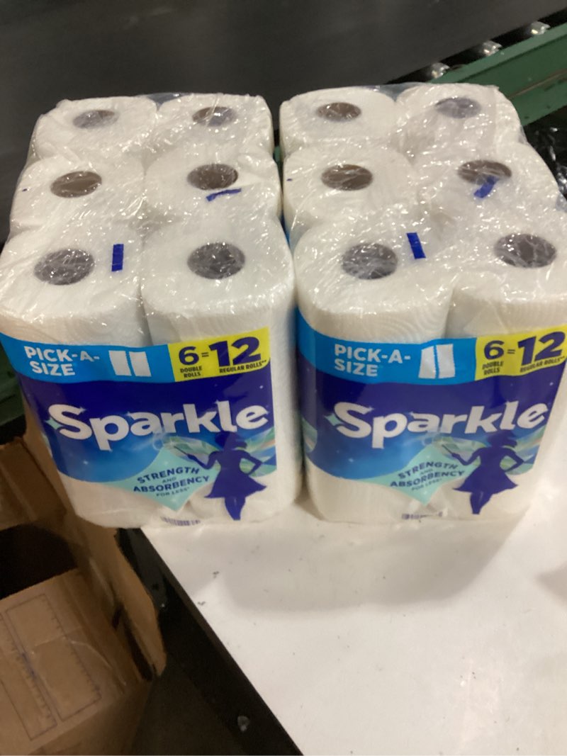 Condition photo showing New/Like New for (box of 2 pack) sparkle pick-a-size paper towels, 6 double rolls (660 sheets total) - strong 2-ply towels for kitchen cleanup and everyday messes double 110 sheet (6 packs)