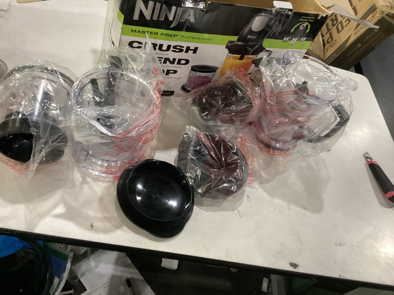Condition photo showing New/Like New for ninja qb1004 blender/food processor with 450-watt base, 48oz pitcher, 16oz chopper bowl, and 40oz processor bowl for shakes, smoothies, and meal prep,black black 48 ounces