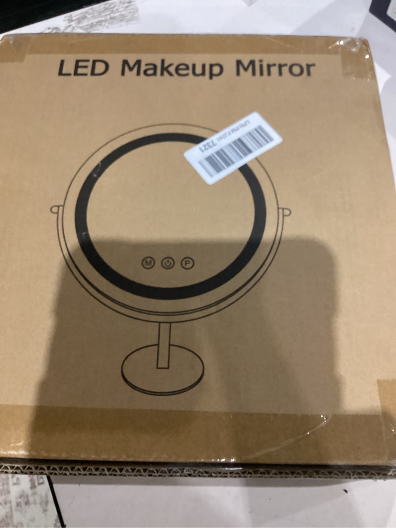 Condition photo showing As Is for Kcavvi Makeup Mirror with Lights, Lighted Makeup Mirror with Magnification, 1x/10x, Large Round Vanity Mirror with Stand, 3 Color Modes, Brightness Adjustable, Smart Touch Control, 13 Inches Diameter 15"L x 13"W