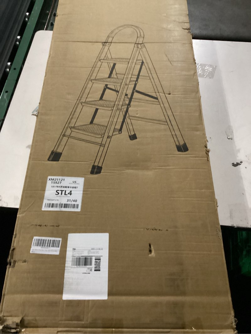 Condition photo showing New/Like New for HBTower 3 Step Ladder, 3 Step Stool for Adults, 3 Step Ladder Folding Step Stool with Cushioned Handle Step Ladder with Wide Pedal Ergonomic Design,Black 3-Step