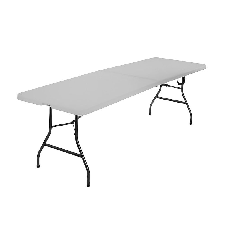 cosco 2.6-ft x 8-ft fold-in-half indoor or outdoor rectangle resin gray folding banquet table 8