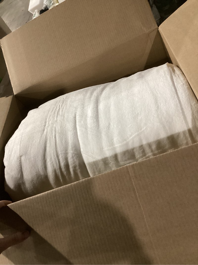 Condition photo showing As Is for Bedsure Queen Comforter Set - GentleSoft™ 3 Pieces Fluffy Double-Side Fleece Comforter Set, Cozy Striped Room Decor Aesthetic, Luxury White Bedding Queen Size with 2 Pillowcases, 90x90 Inches Queen (90" x 90") 01 - Cream White