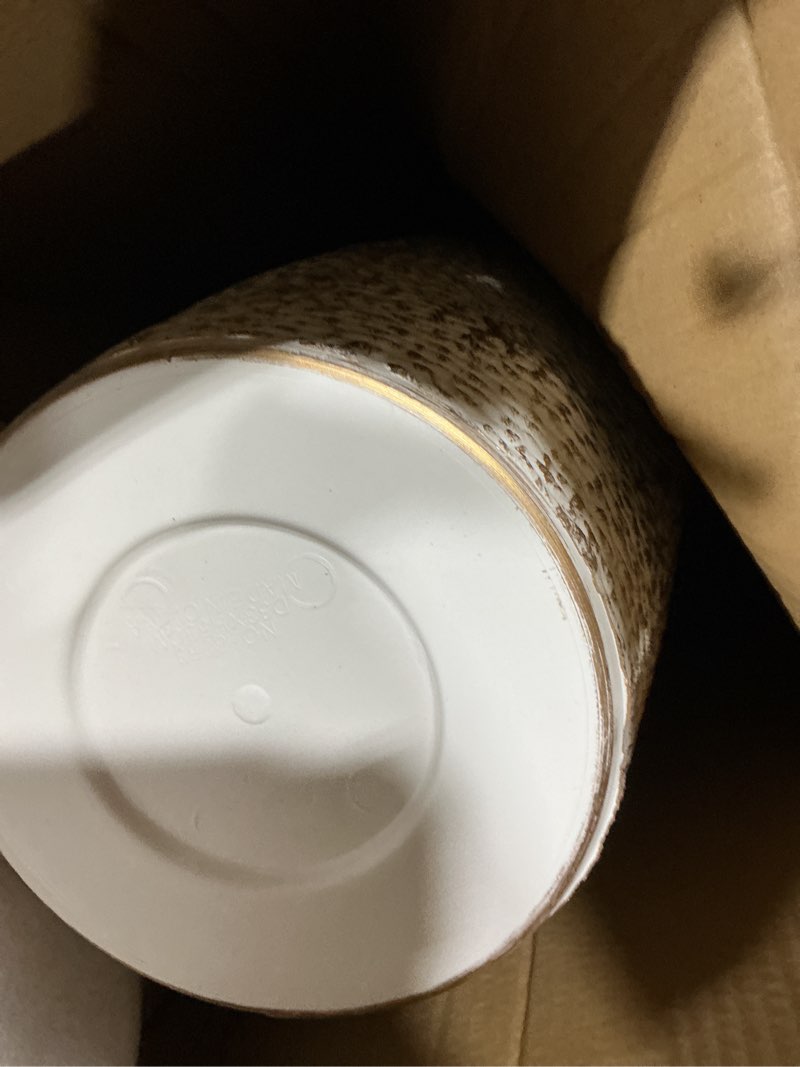 Condition photo showing Good Condition for vevor set of 2 tall outdoor planters 21" h, round large planters for front porch and patio, stone finish flower tree plant pots beige 21 inch