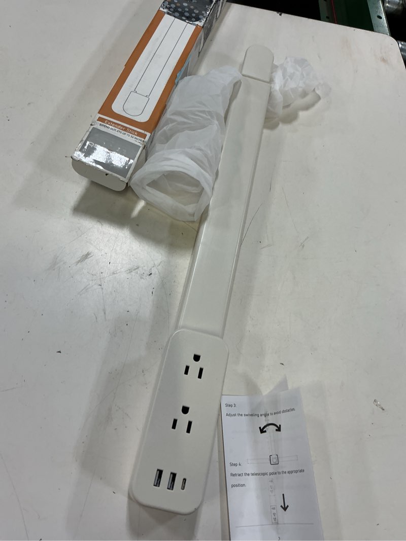 Condition photo showing Good Condition for electrical outlet extender stick - features usb-a, usb-c and 2 ac outlets, extends 22"-34", rotates 180° access hard-to-reach outlets, wall plug power socket expander nightstands, sofa, desks and more white