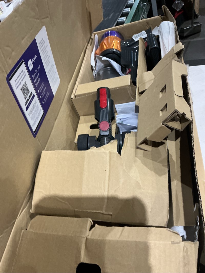 Condition photo showing As Is for dyson v15 detect plus cordless vacuum, illumination reveals dust, 240aw, 3 power modes, up to 60 minutes,² deep cleans hard floors and carpets, detangles pet hair, converts to handheld