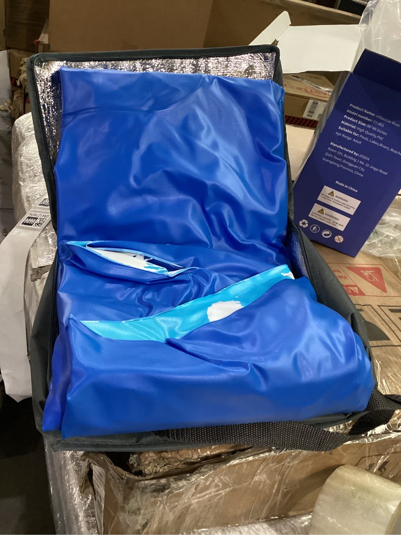 Condition photo showing New/Like New for josen inflatable river tube float - 2 person heavy duty river float, pool floats adult, lake river floats water tubes for floating with removable cooler & cupholders for summer relaxation blue