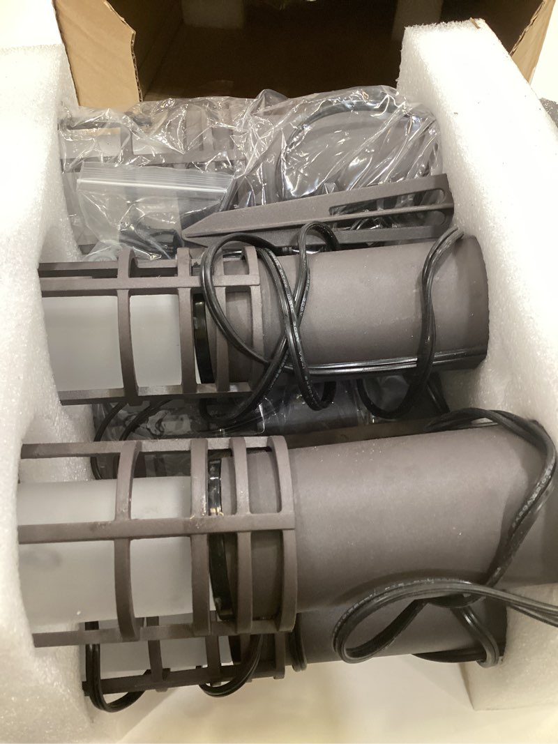 Condition photo showing As Is for progress lighting 6-inch cylinder led outdoor ceiling light, 1-light modern flush mount ceiling light fixture, interior and exterior lighting for home or porch, aluminum, bronze (p5741-20/30k)