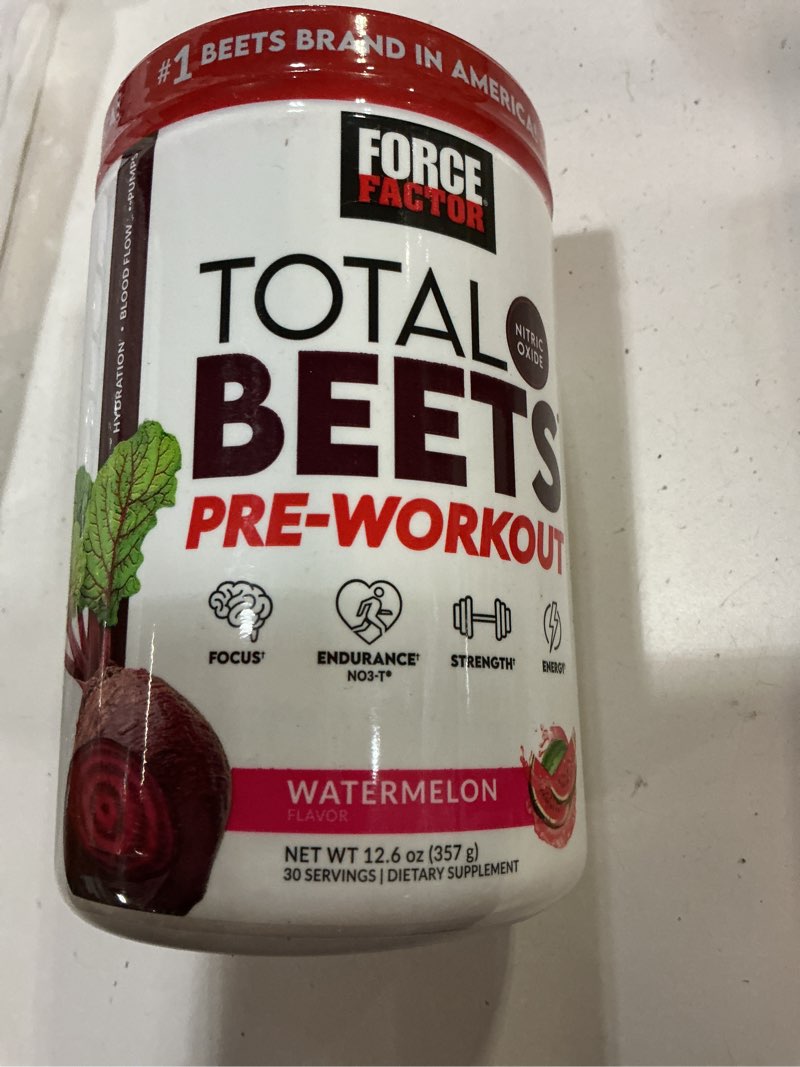 Condition photo showing New/Like New for (b.b 09/2026)) force factor total beets pre-workout powder to boost energy & endurance, increase strength, and impr
