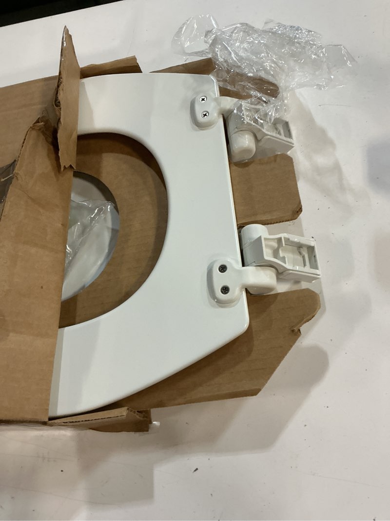 Condition photo showing Good Condition for mayfair cassel slow close toilet seat, easy clean, non slip premium wood seat, easy install, made in usa, round, white round 1 - toilet seat