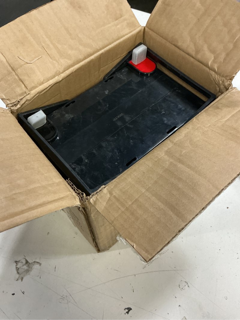 Condition photo showing As Is for interstate batteries 12v 35ah battery (flag terminal) sla agm vrla rechargeable replacement for ups backup power, emergency lighting, lawn mower, solar power (sla1155) 7.76" x 5.16" x 6.26" (lxwxh)