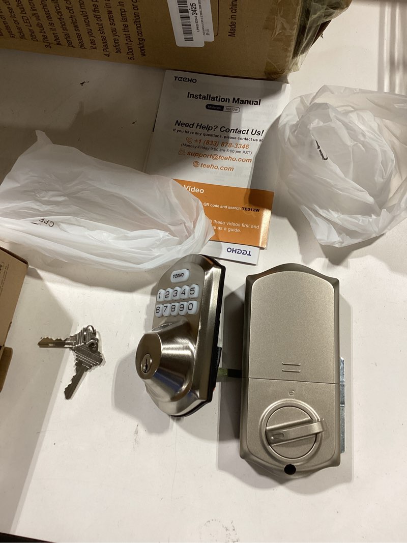 Condition photo showing Good Condition for teeho te012w wifi smart lock, fingerprint door lock with built-in wi-fi, keyless entry keypad smart deadbolt, app remote control, alexa compatible, ip55 waterproof for front door – satin nickel