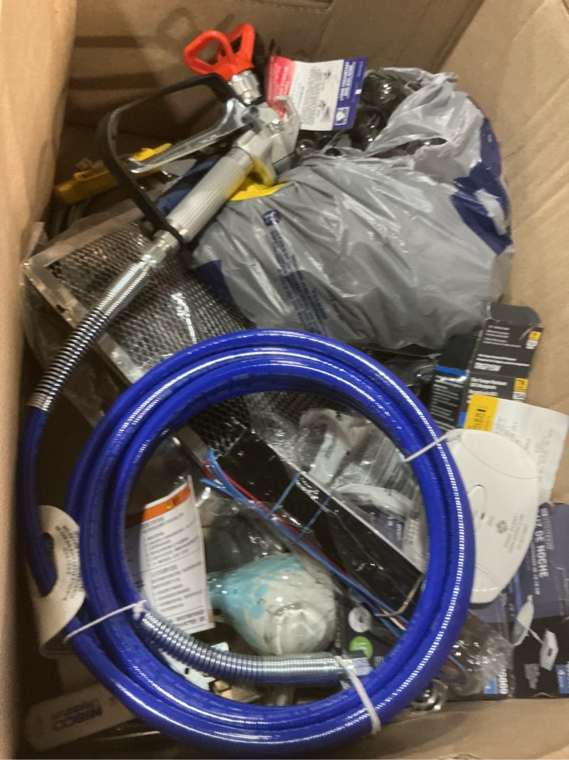 Condition photo showing As Is for assorted home improvement lot (small tools, screw, home accessories, etc.)