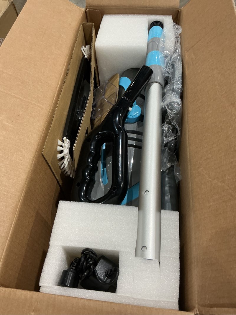 Condition photo showing Good Condition for cordless handheld pool vacuum, pool vacuum for above ground pool with telescopic pole and leaf-scooping net, rechargeable pool cleaner 18.5 gal/min suction, 80 min runtime, dual-filter cleaning system light gray