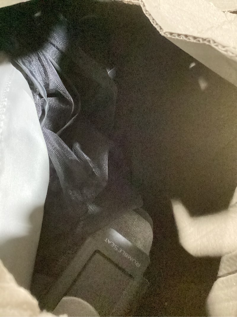 Condition photo showing As Is for uppababy rumbleseat v3 second lower seat - compatible with vista v2 and vista v3 - all-weather seat + magnetic buckle – adapters included - greyson (charcoal mélange/carbon frame/saddle leather)
