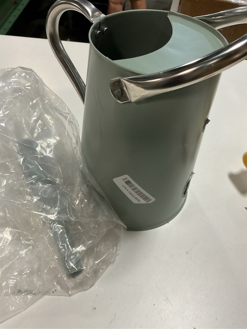 Condition photo showing Good Condition for watering can for outdoor&indoor plants?1.5 gallon?5.7l? metal watering can with with removable spout?large galvanized steel garden flower water can watering pot with 2 handles?cream green